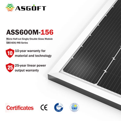 ASGOFT Cam Solar Mono Monokristal Pv Hücre Film Panelleri 600w