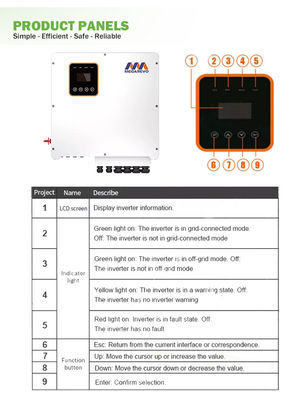 7kw 8kw 10kw 15kw Hibrit Solar İnvertör 48v 240v Enerji Depolama Bölünmüş Faz