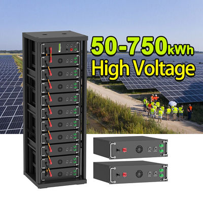 Yüksek Voltajlı 15kwh-750kwh Lityum Demir Pil Paketi Lifepo4 51.2v 100Ah Raf Montajlı Pil Lityum İyon Pil