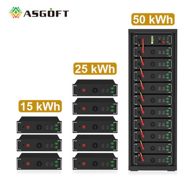 Yüksek Voltajlı 15kwh-750kwh Lityum Demir Pil Paketi Lifepo4 51.2v 100Ah Raf Montajlı Pil Lityum İyon Pil