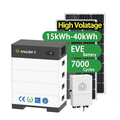 Yüklenebilir ev enerji depolama 15kwh - 40kwh raf LifePo4 güneş paneli için hibrit ters güneş sistemi
