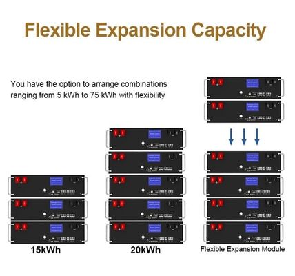 51.2V 100Ah 5kWh Lifepo4 Batarya Paketi Ev Enerji Depolama için BMS Serve Rack ile
